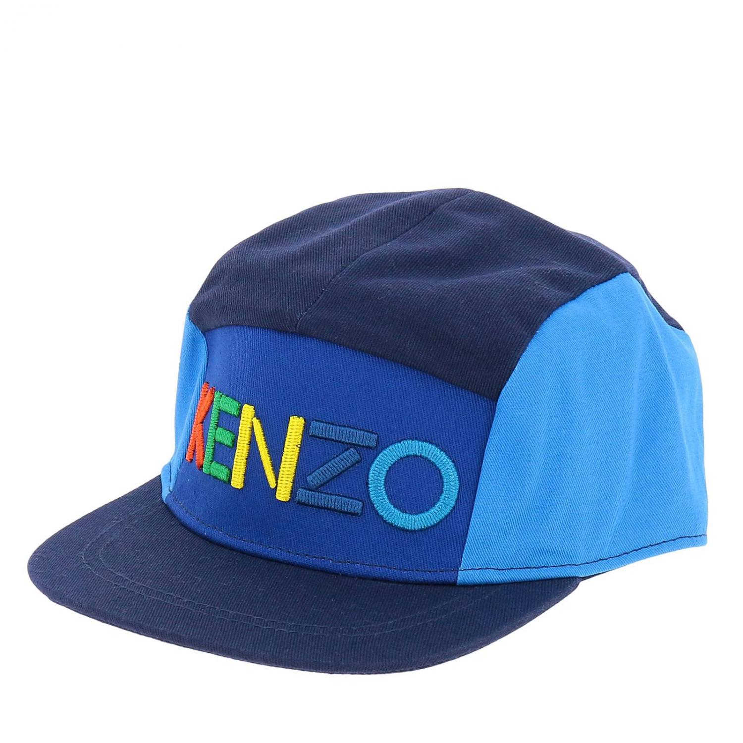 KENZO KIDS CAPPELLO BAMBINO: Cappello in stile baseball con logo Kenzo multicolor, Blue - Img 1