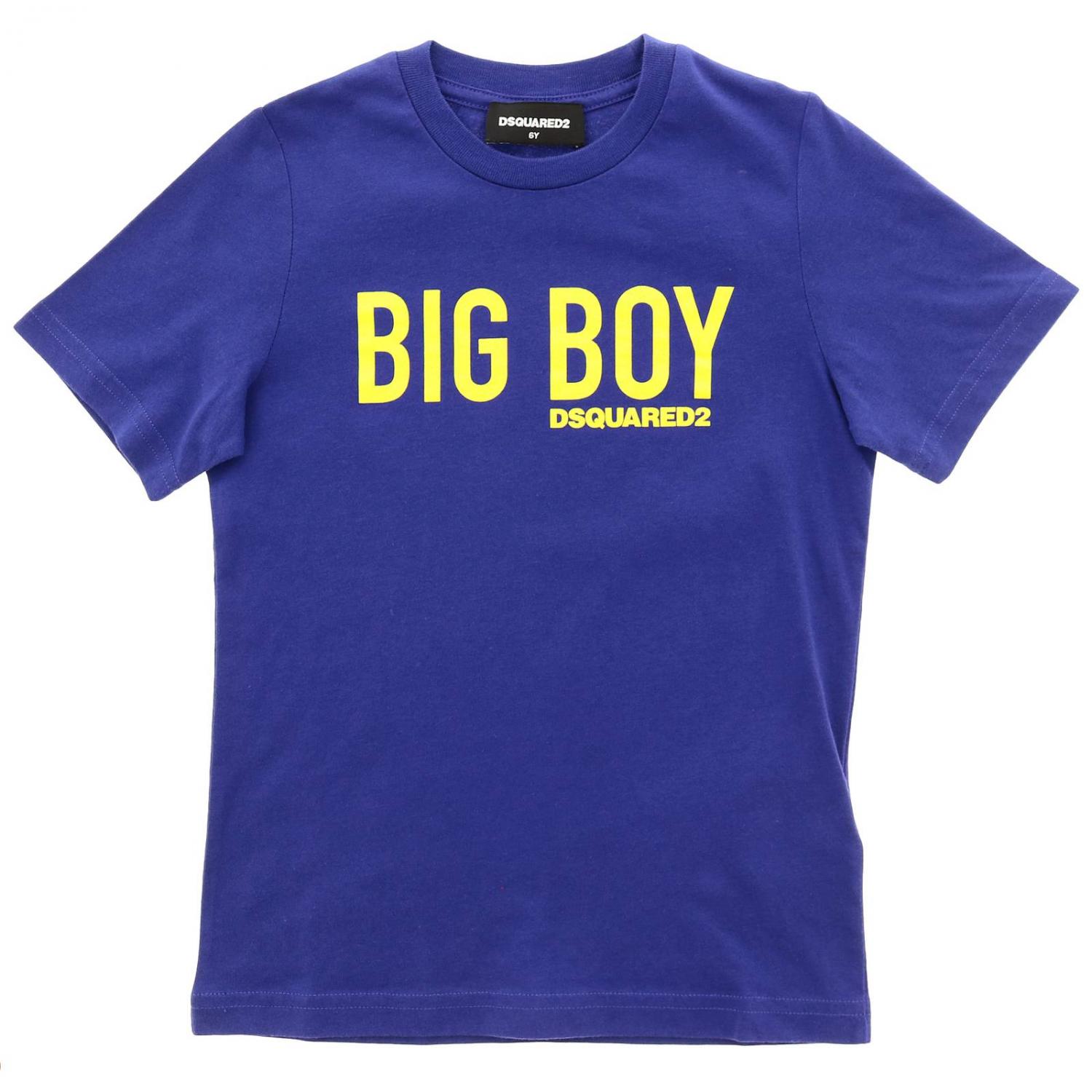 DSQUARED2: T-shirt a maniche corte con maxi stampa big boy Royal
