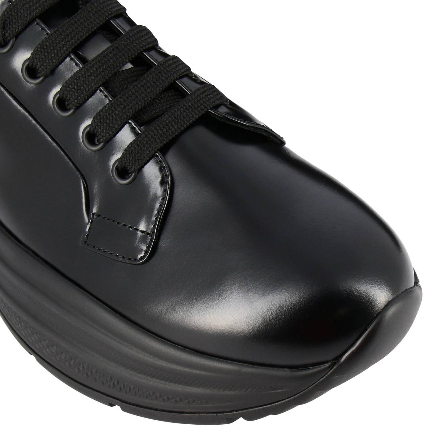 PRADA SNEAKERS: Turnschuhe Barca XL Prada aus gebürstetem Leder mit Gummisohle, Schwarz - Img 3