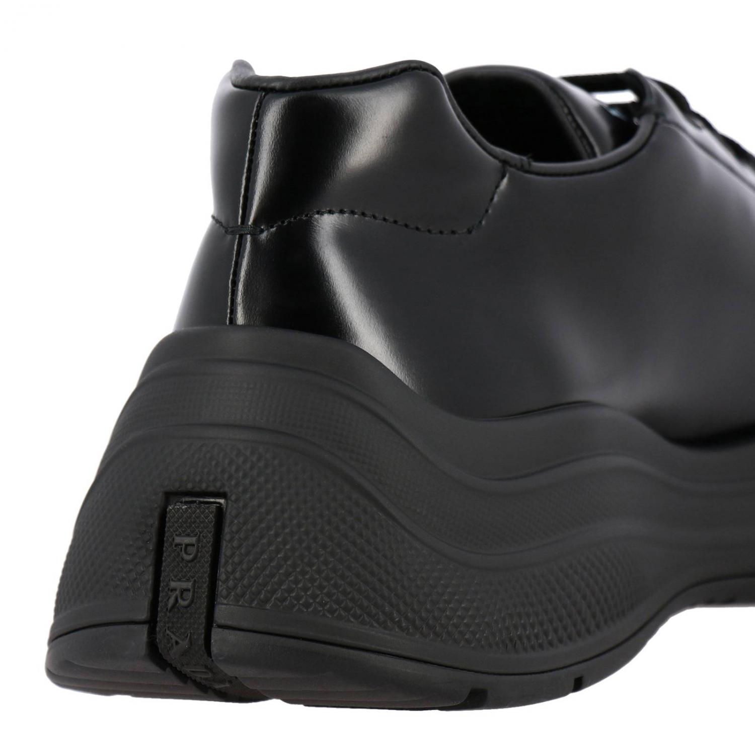 PRADA SNEAKERS: Turnschuhe Barca XL Prada aus gebürstetem Leder mit Gummisohle, Schwarz - Img 4