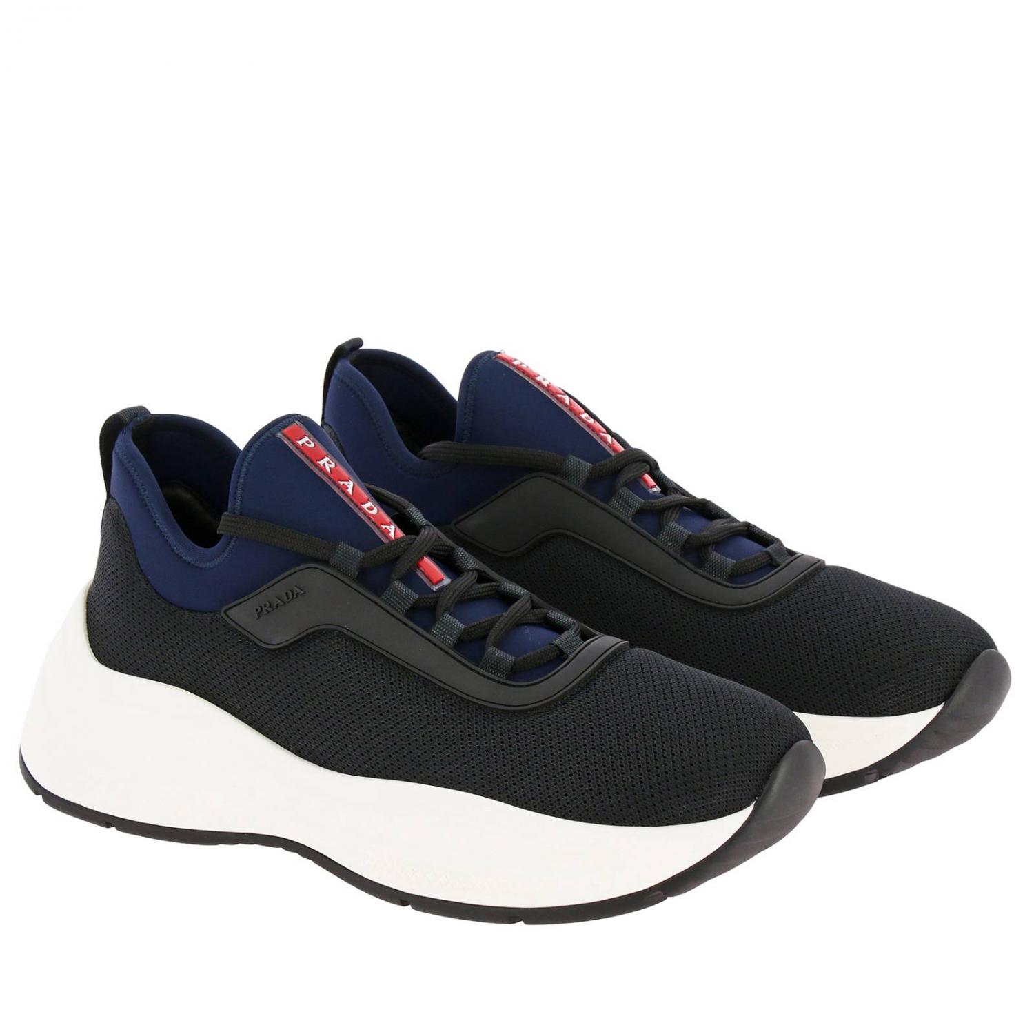 PRADA SNEAKERS: Turnschuhe Barca XL Prada aus technischem Gewebe und Neopren mit Gummi-Logo, Schwarz - Img 2