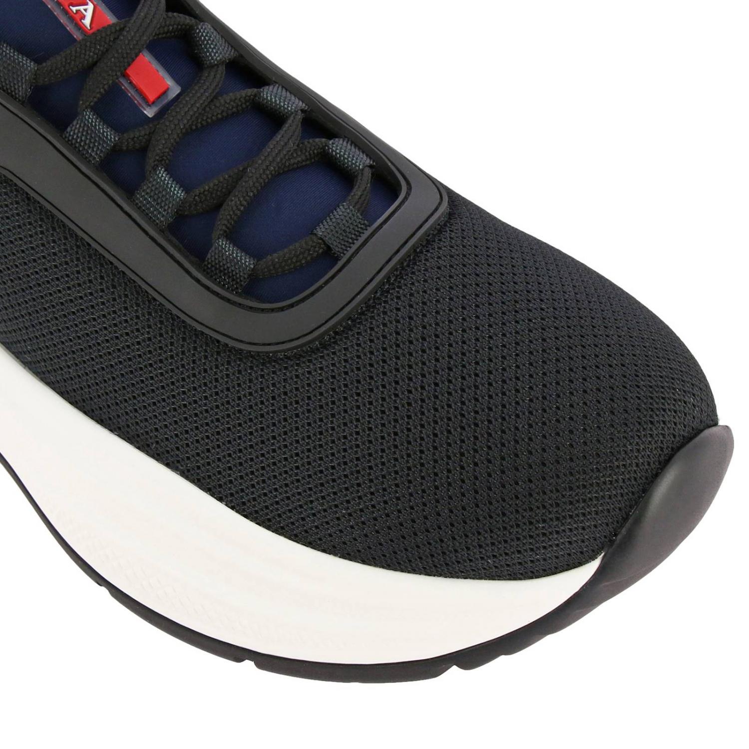 PRADA SNEAKERS: Turnschuhe Barca XL Prada aus technischem Gewebe und Neopren mit Gummi-Logo, Schwarz - Img 3