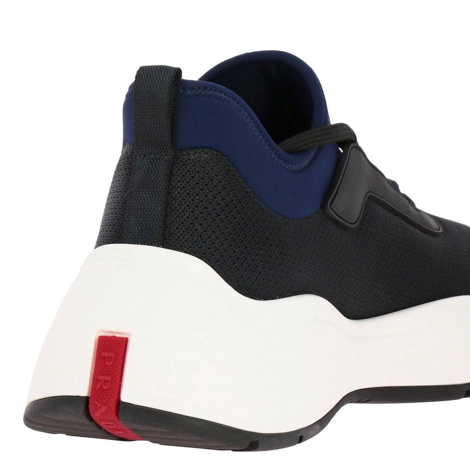 PRADA SNEAKERS: Turnschuhe Barca XL Prada aus technischem Gewebe und Neopren mit Gummi-Logo, Schwarz - Img 4