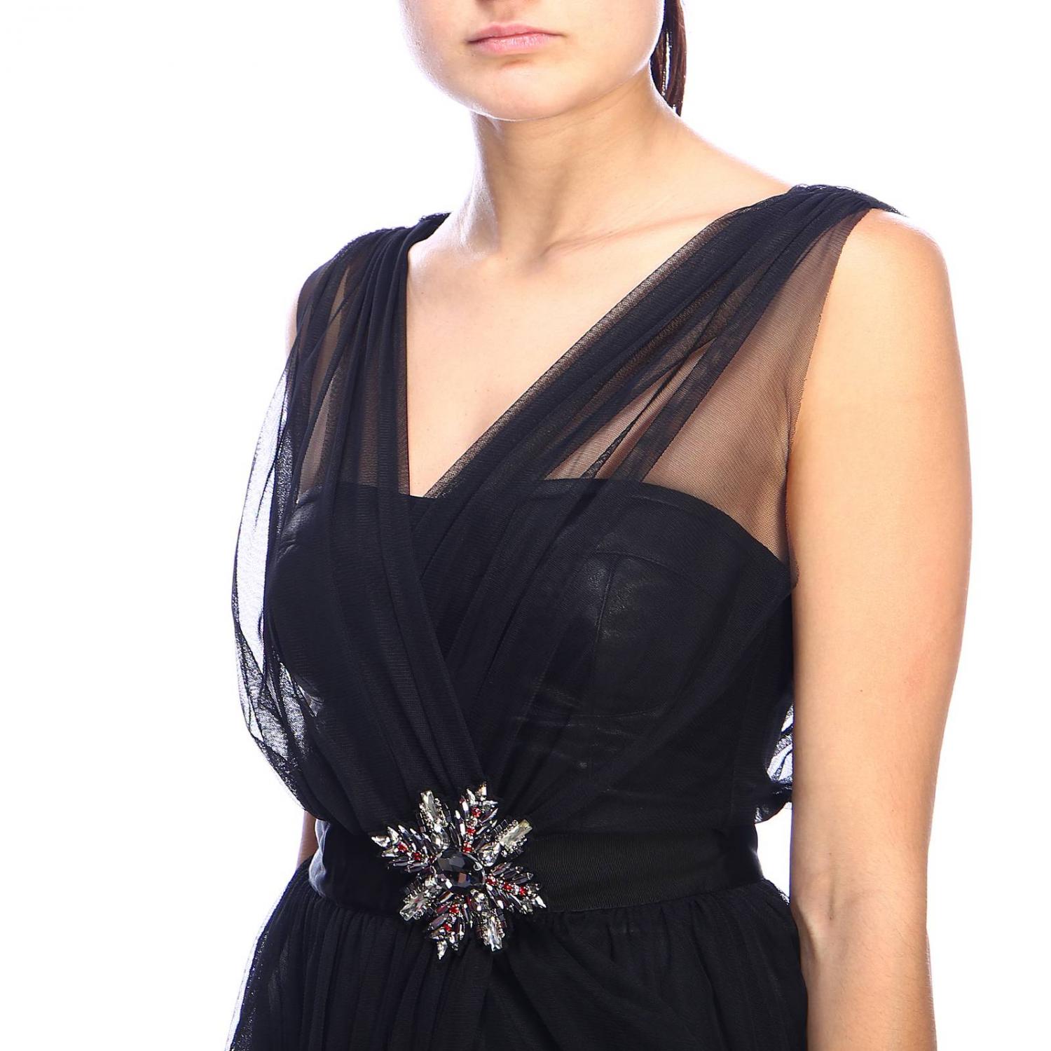 pinko tulle dress Pinko Ottimare sheath dress with removable tulle in synthetic leather -  Black | 1G14BH-5794 OTTIMARE