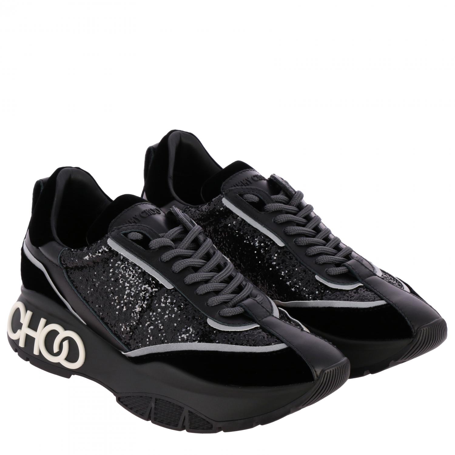 Jimmy Choo Raine sneakers in leather and velvet with maxi logo and