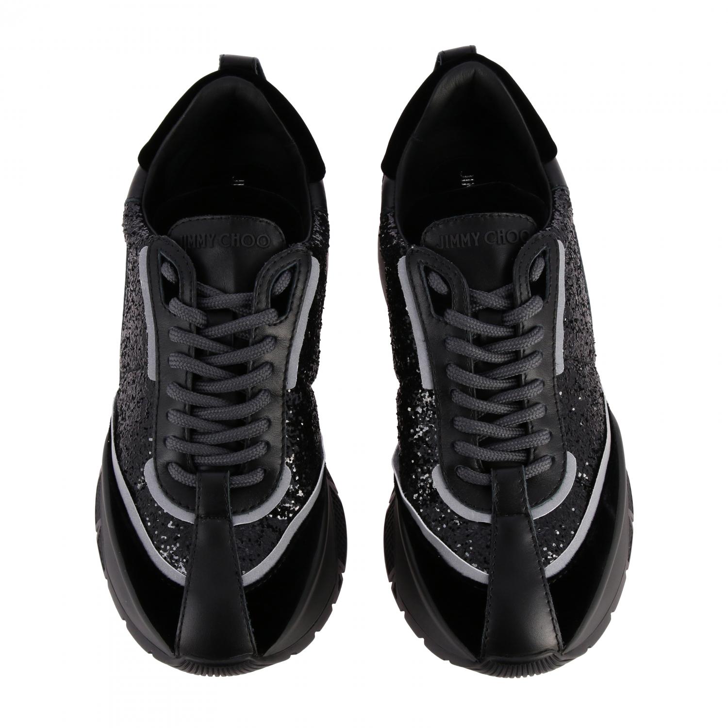 Jimmy Choo Raine sneakers in leather and velvet with maxi logo and