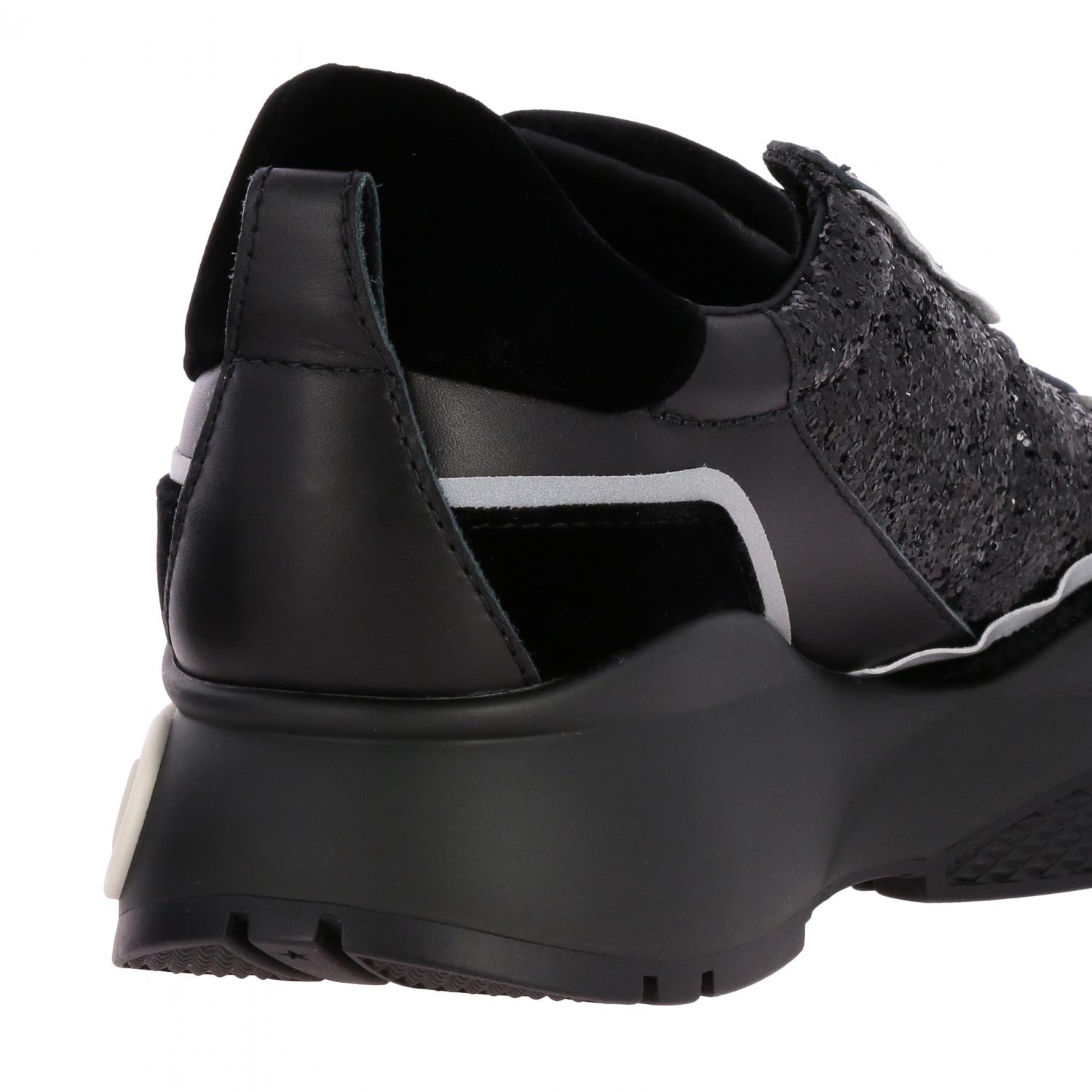 JIMMY CHOO SNEAKERS: Raine Jimmy Choo Sneakers aus Leder und Samt mit Maxi-Logo, Schwarz - Img 5