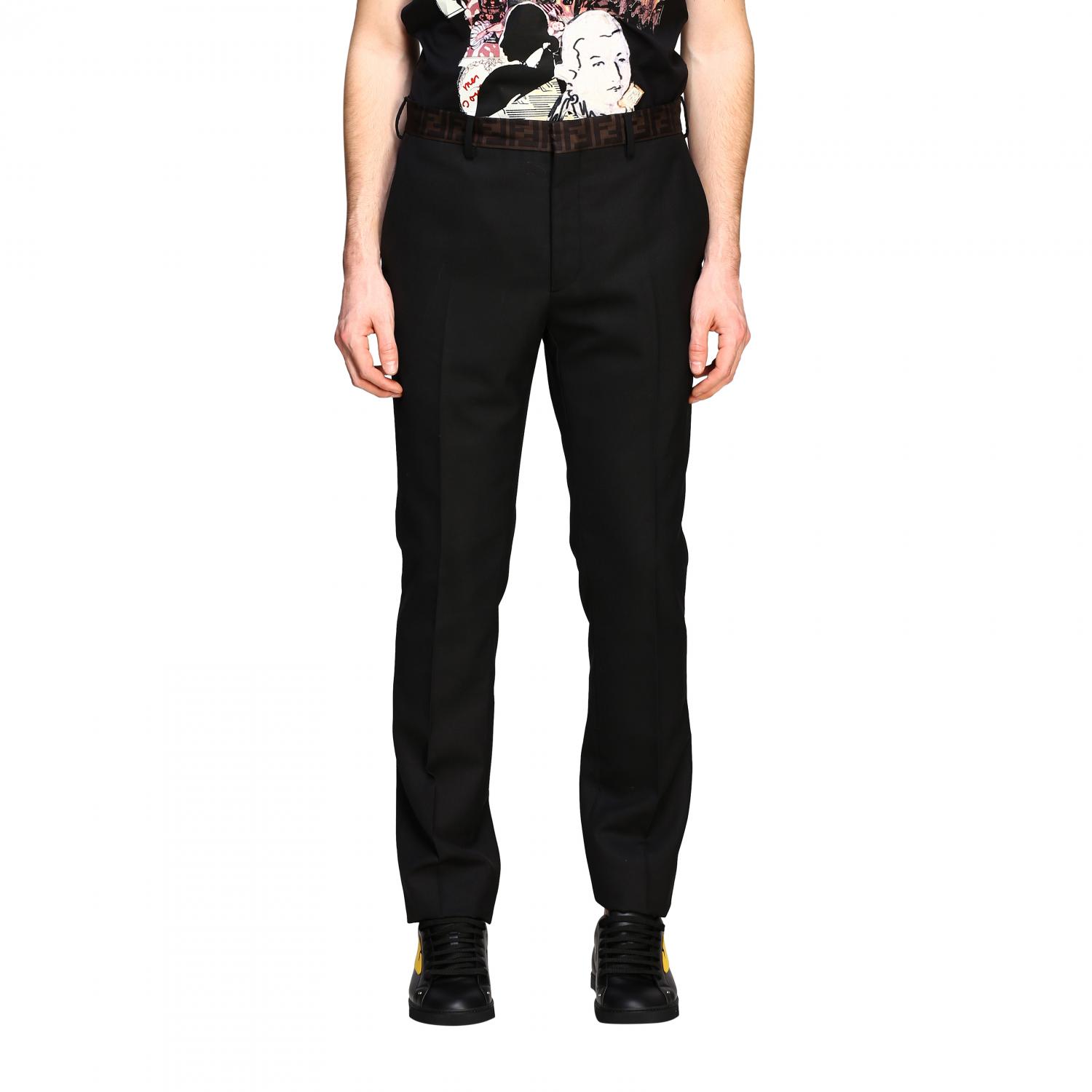 FENDI PANTS: Pants men Fendi, Black - Img 1