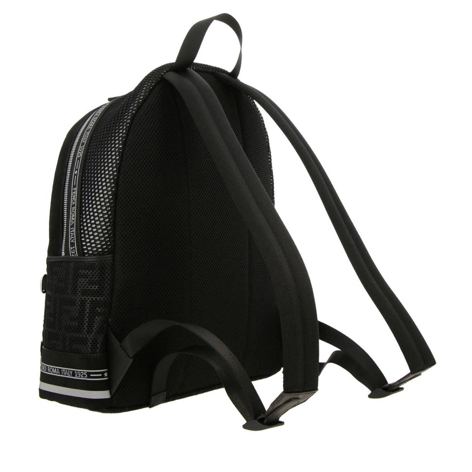 FENDI RUCKSACK: Fendi FF Roma Rucksack aus Mesh und Nylon mit Maxi-Logo, Schwarz - Img 3