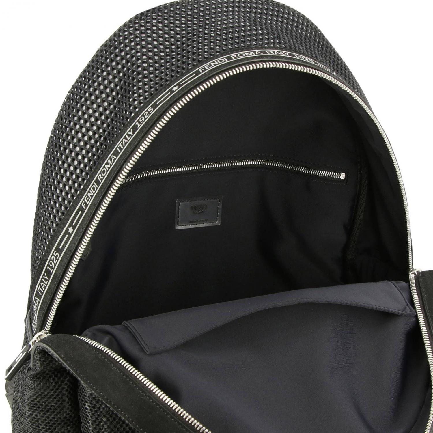 FENDI RUCKSACK: Fendi FF Roma Rucksack aus Mesh und Nylon mit Maxi-Logo, Schwarz - Img 5
