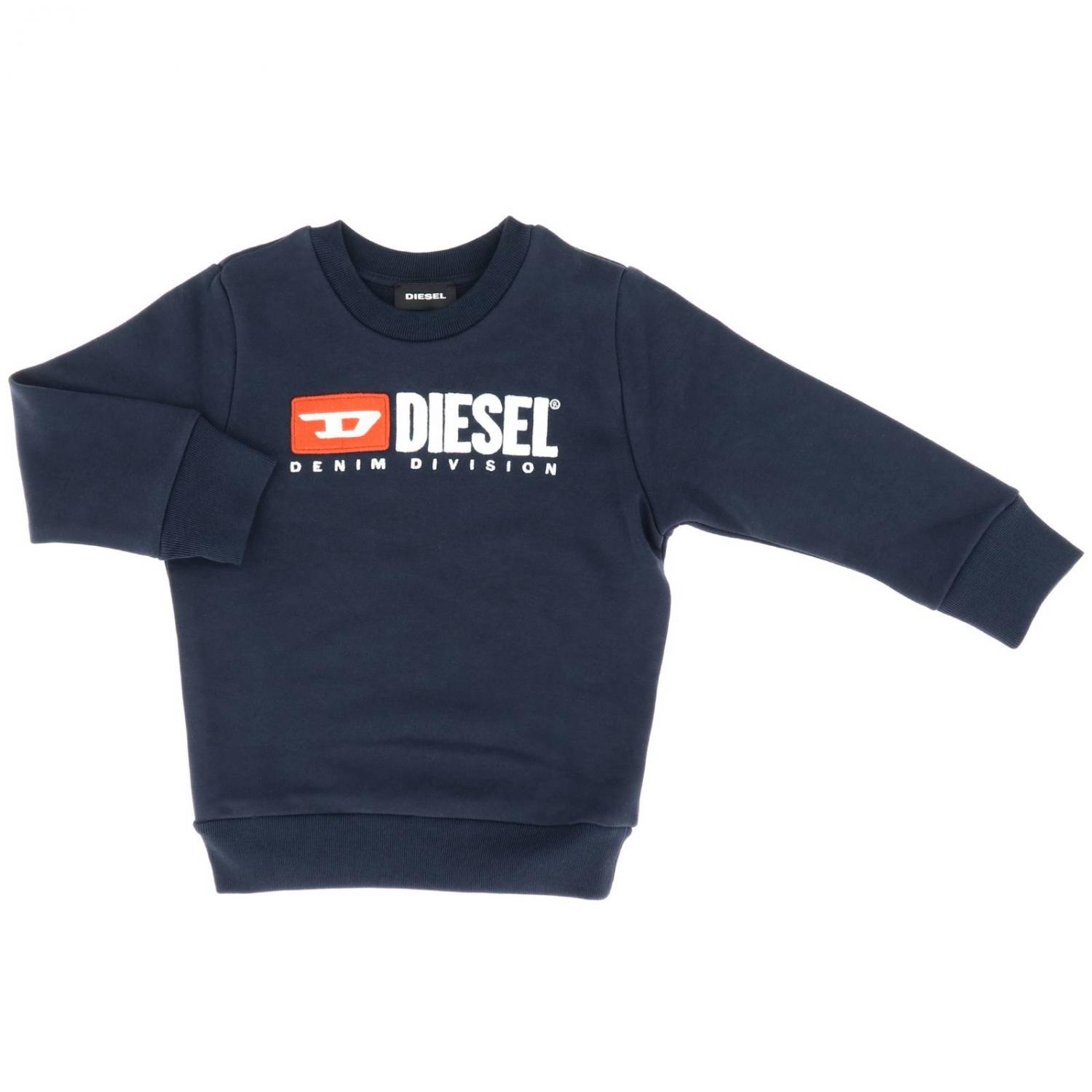 DIESEL PULLOVER: Diesel Sweatshirt mit Rundhalsausschnitt und Logo, Navy - Img 1