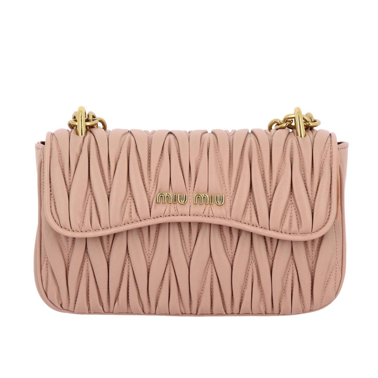 Matelassé Leather Shoulder Bag Miu Miu Pink Crossbody Bag MIU MIU
