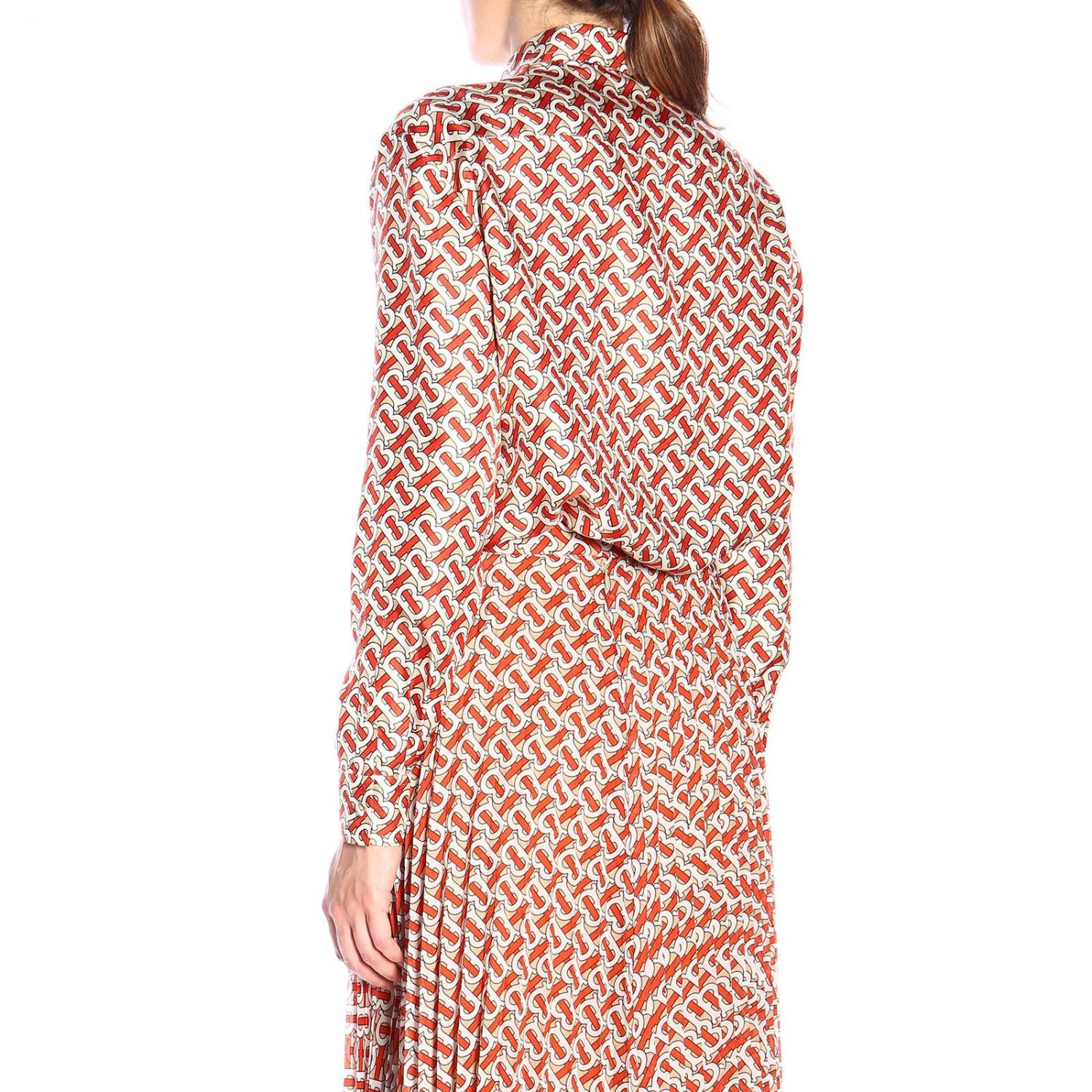 BURBERRY HEMDBLUSE: Burberry Godwin Hemd lang aus Seide mit all over TB Aufdruck, Beige - Img 3