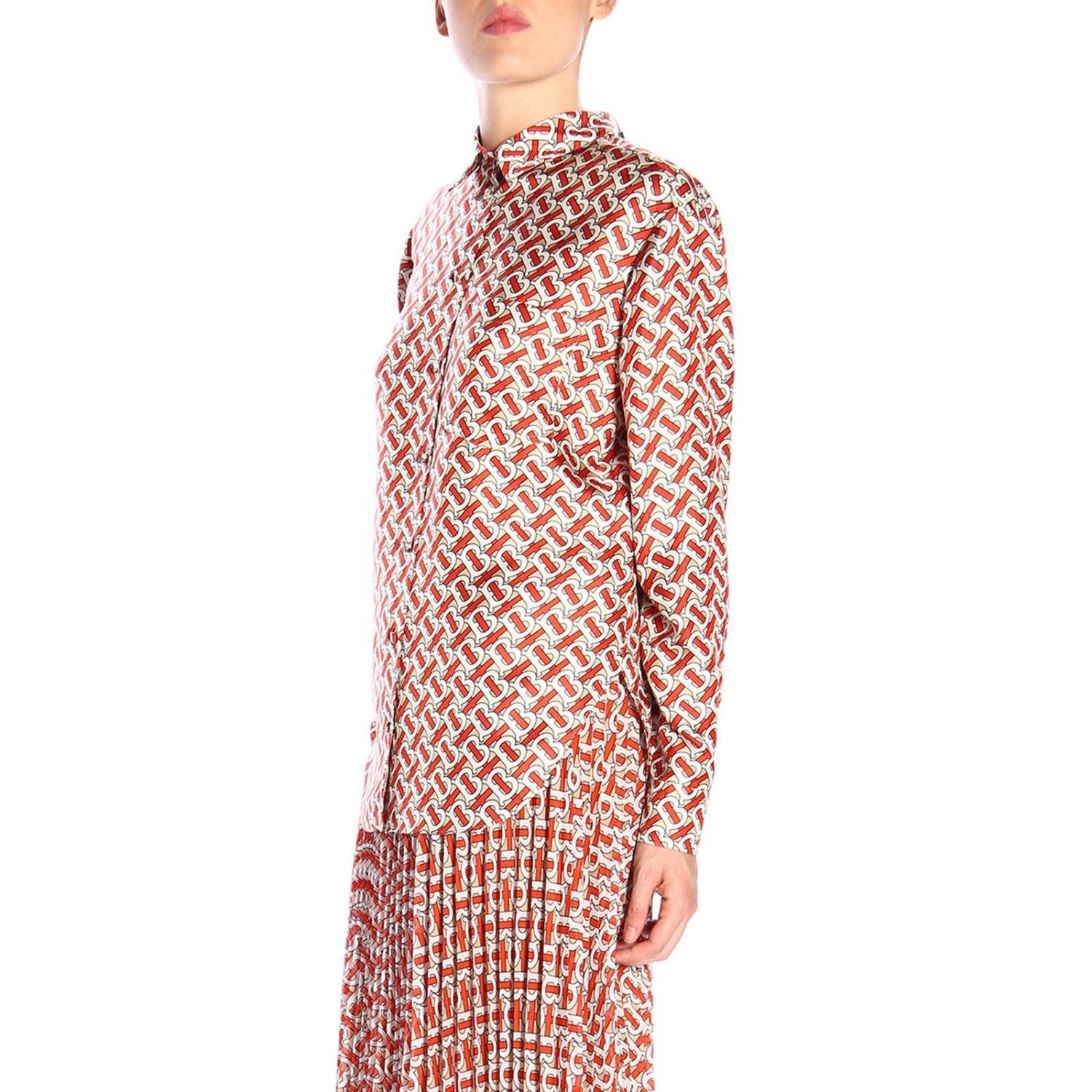 BURBERRY HEMDBLUSE: Burberry Godwin Hemd lang aus Seide mit all over TB Aufdruck, Beige - Img 5