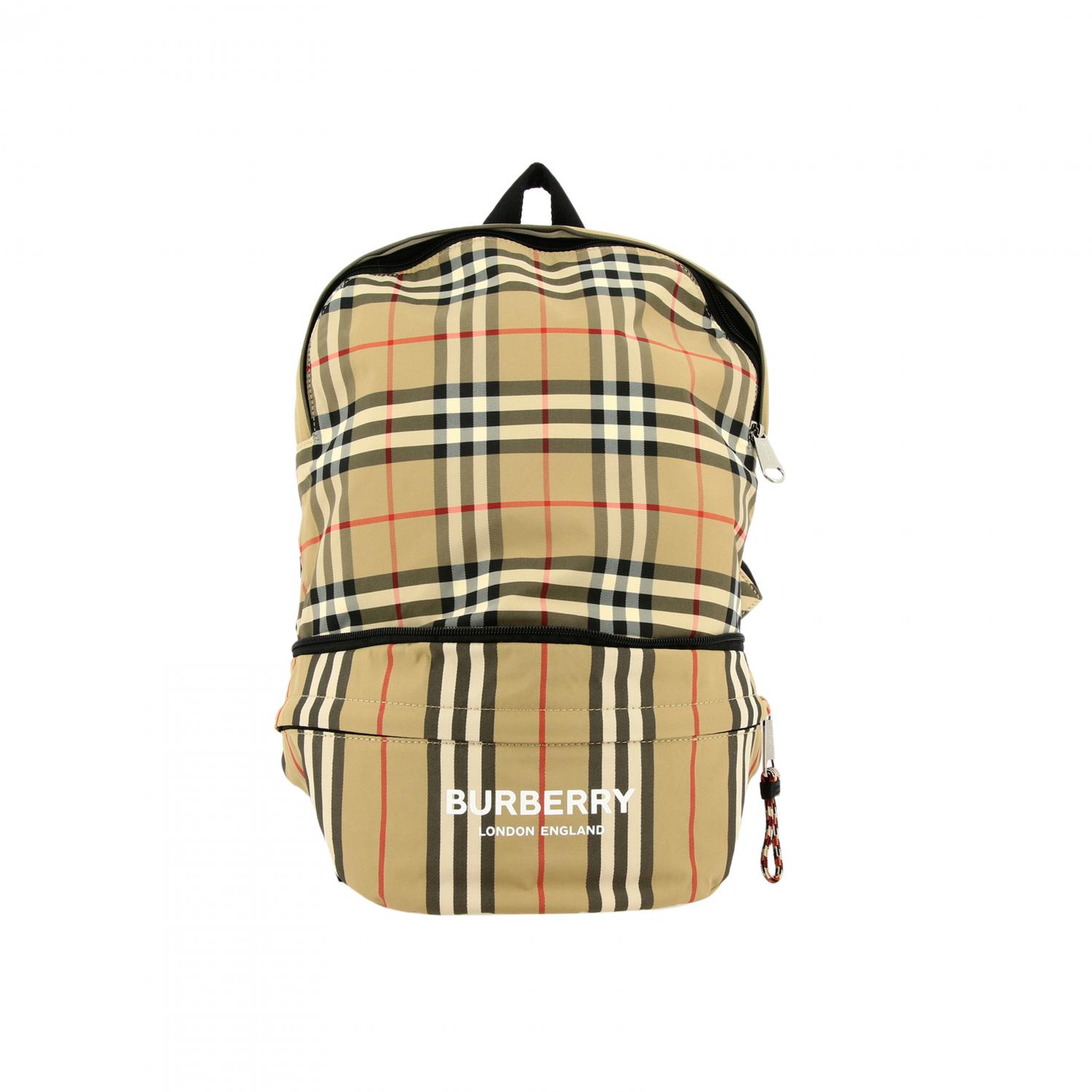 BURBERRY TASCHE: Burberry Tasche / Rucksack aus Nylon mit Logo-Print, Beige - Img 1