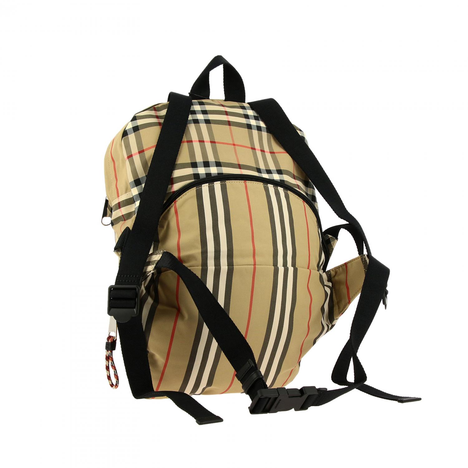 BURBERRY TASCHE: Burberry Tasche / Rucksack aus Nylon mit Logo-Print, Beige - Img 3