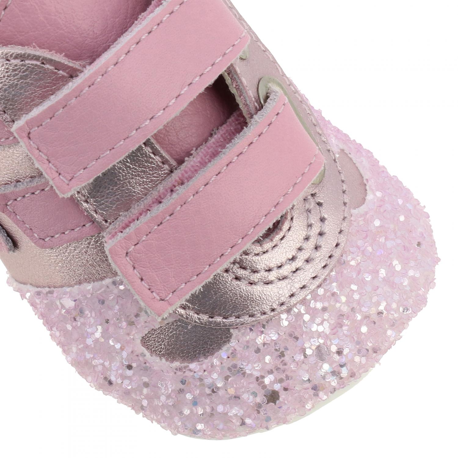 HOGAN SCHUHE: Olympia Hogan Turnschuhe aus laminiertem Leder und Glitzer mit Klettverschluss, Pink - Img 4