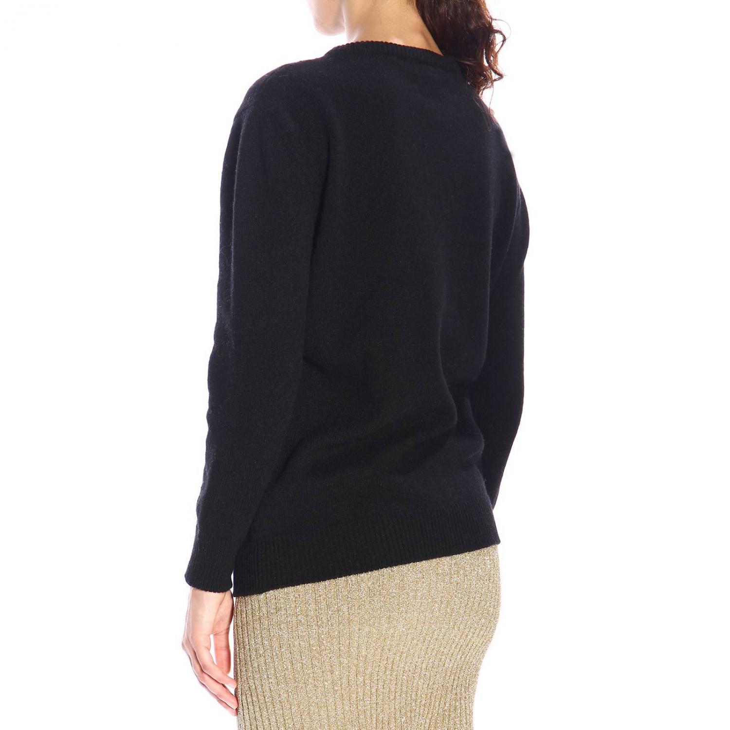 ALBERTA FERRETTI SWEATER: Alberta Ferretti crew-neck pullover with lurex embroidery help me, Black - Img 3
