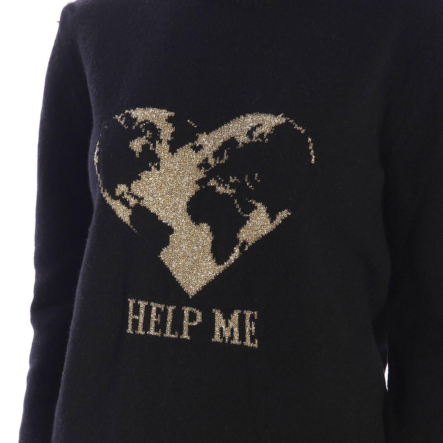 ALBERTA FERRETTI SWEATER: Alberta Ferretti crew-neck pullover with lurex embroidery help me, Black - Img 4