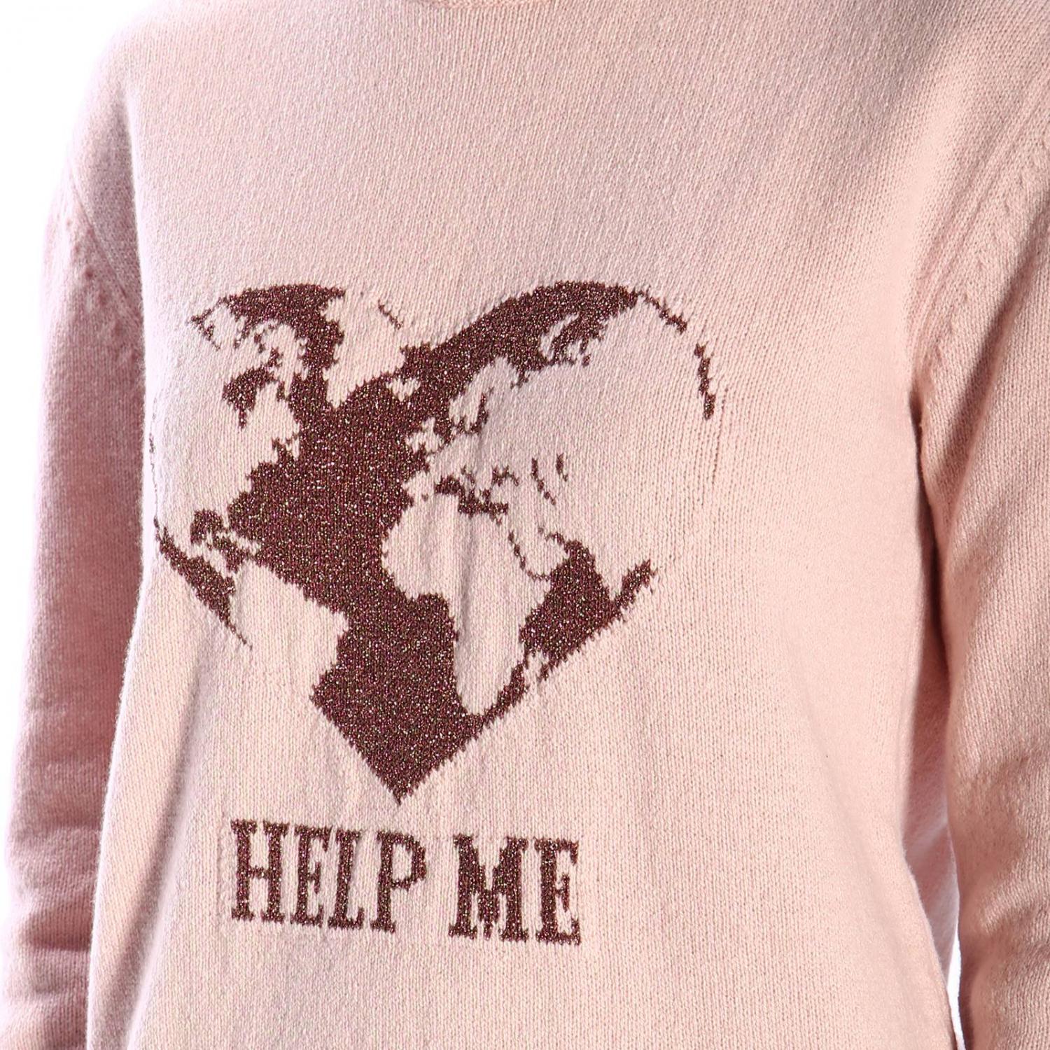 ALBERTA FERRETTI PULLOVER: Alberta Ferretti Pullover mit Rundhalsausschnitt und help me Lurex-Stickerei, Pink - Img 4