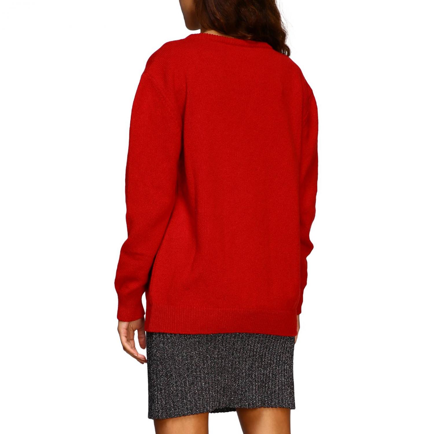 ALBERTA FERRETTI PULLOVER: Alberta Ferretti Pullover mit Rundhalsausschnitt und help me Lurex-Stickerei, Rot - Img 3