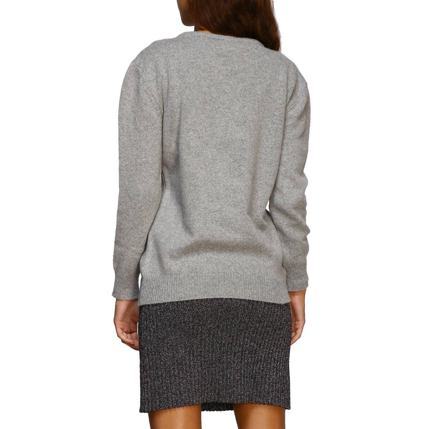 ALBERTA FERRETTI PULLOVER: Alberta Ferretti Pullover mit Rundhalsausschnitt und help me Lurex-Stickerei, Grau - Img 3