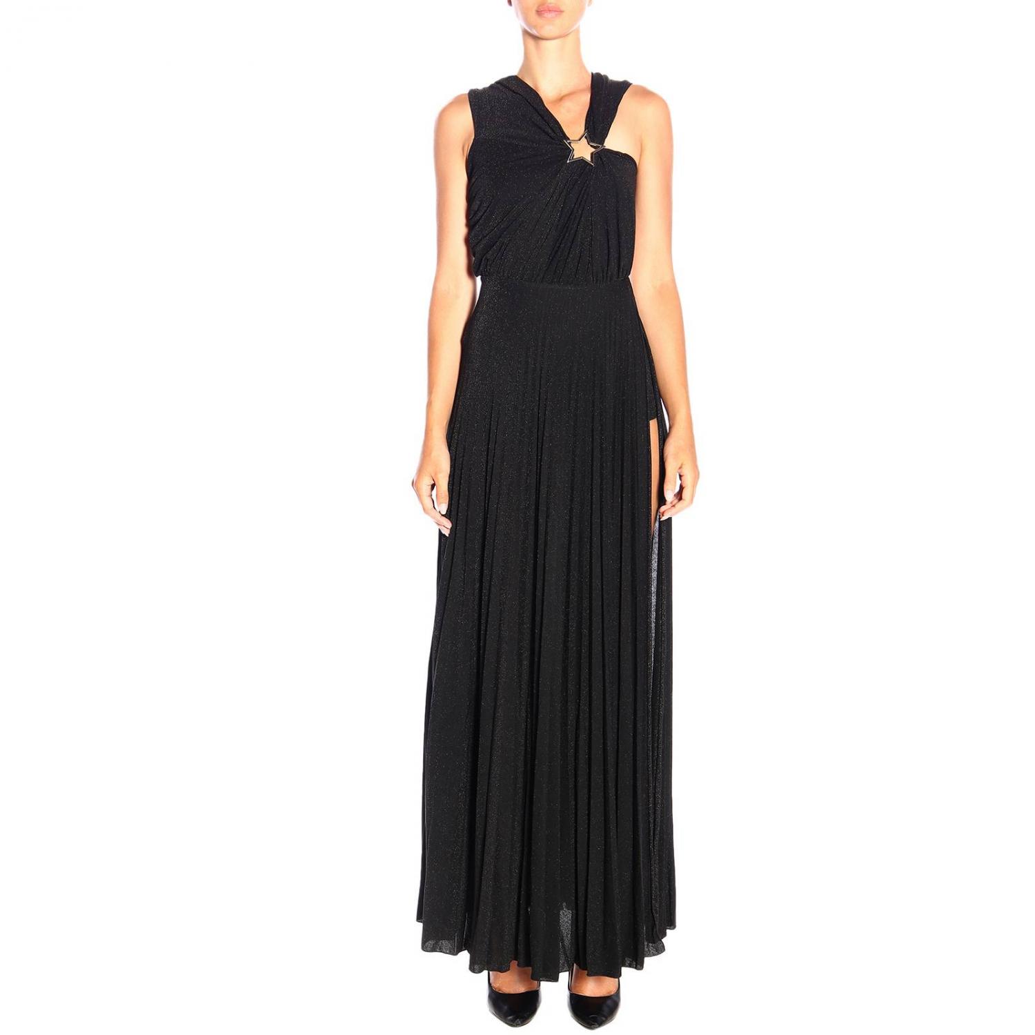 ELISABETTA FRANCHI フリンジフードコート ブラック ELISABETTA FRANCHI BLACK FRINGED DRESS – FerrarisBoutique