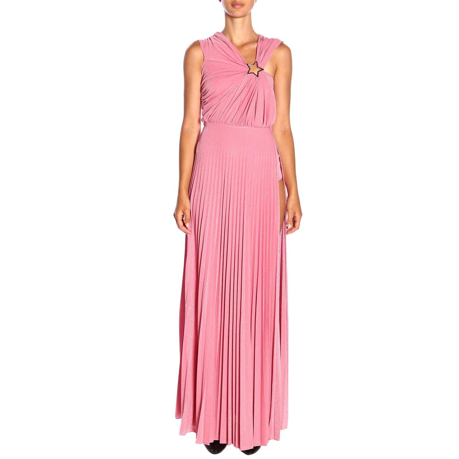 ELISABETTA FRANCHI★PINK LONG DRESS Elisabetta Franchi - One-Shoulder Long Dress with Long