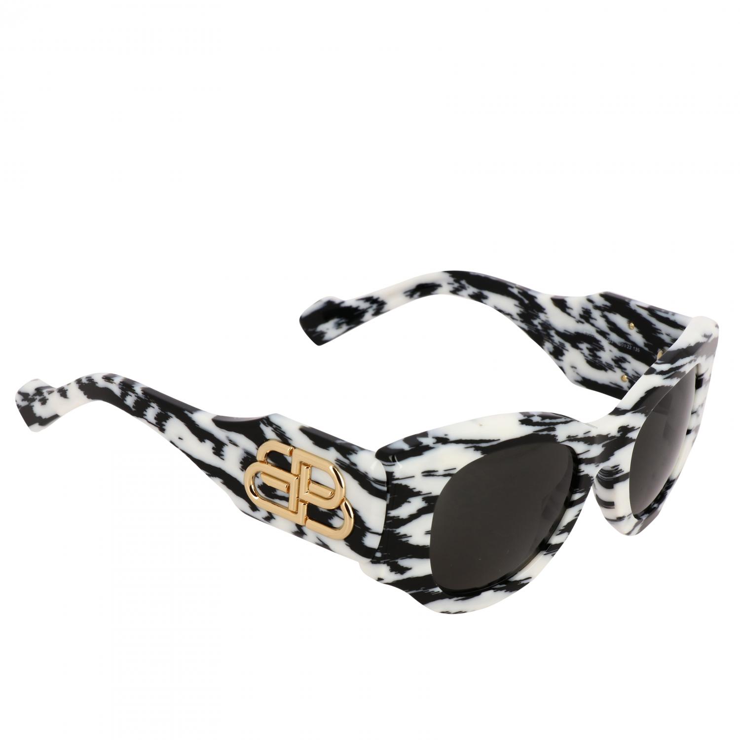 BALENCIAGA SONNENBRILLE: Balenciaga Paris Cat Sonnenbrille aus Acetat mit BB Logo, Weiß - Img 1