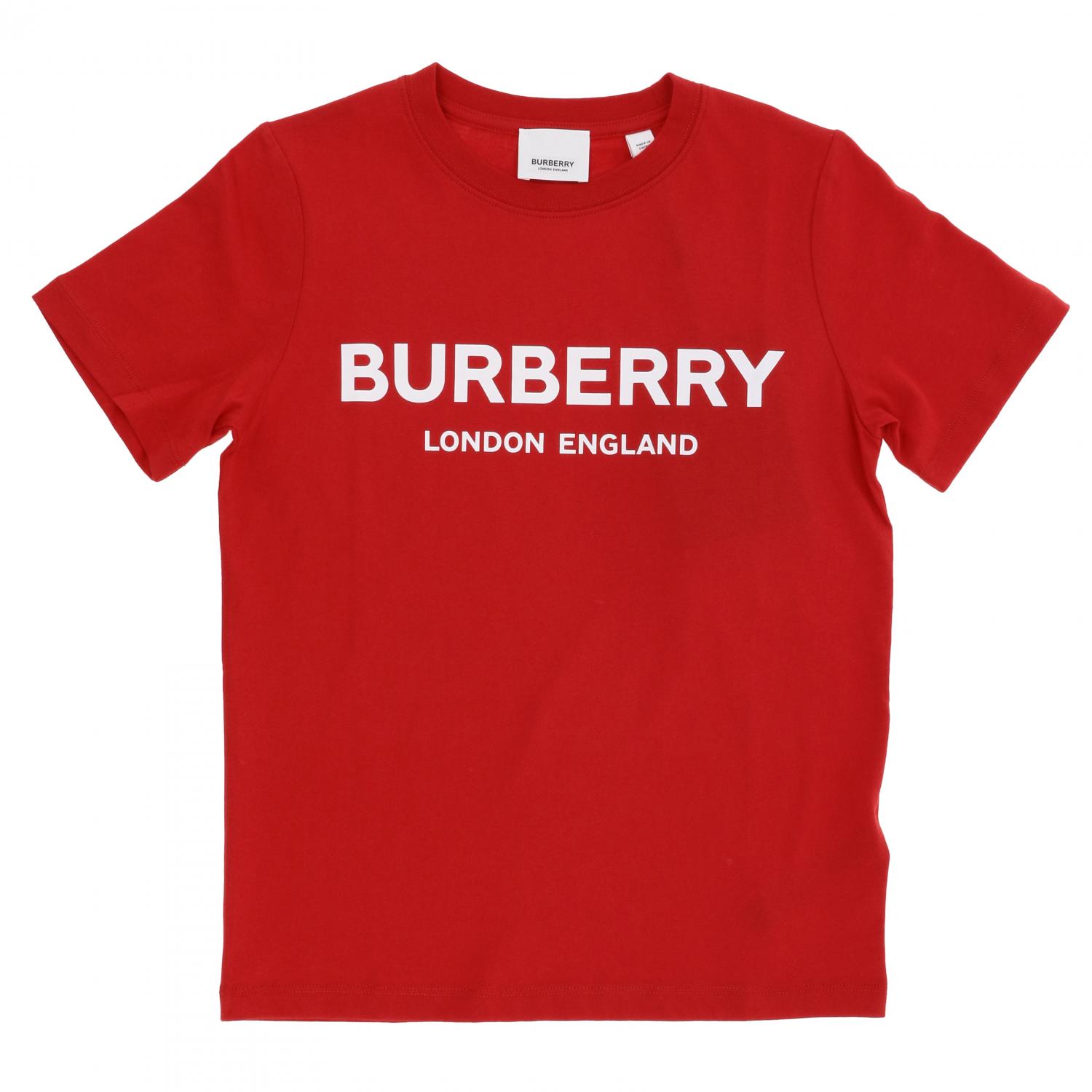 BURBERRY: short-sleeved T-shirt with logo Red Burberry t-shirt