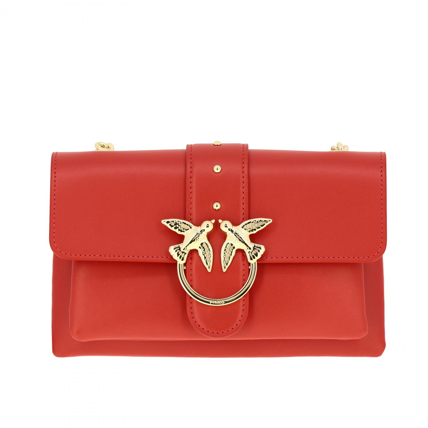 PINKO: Love mini soft simply leather bag - Red | Pinko