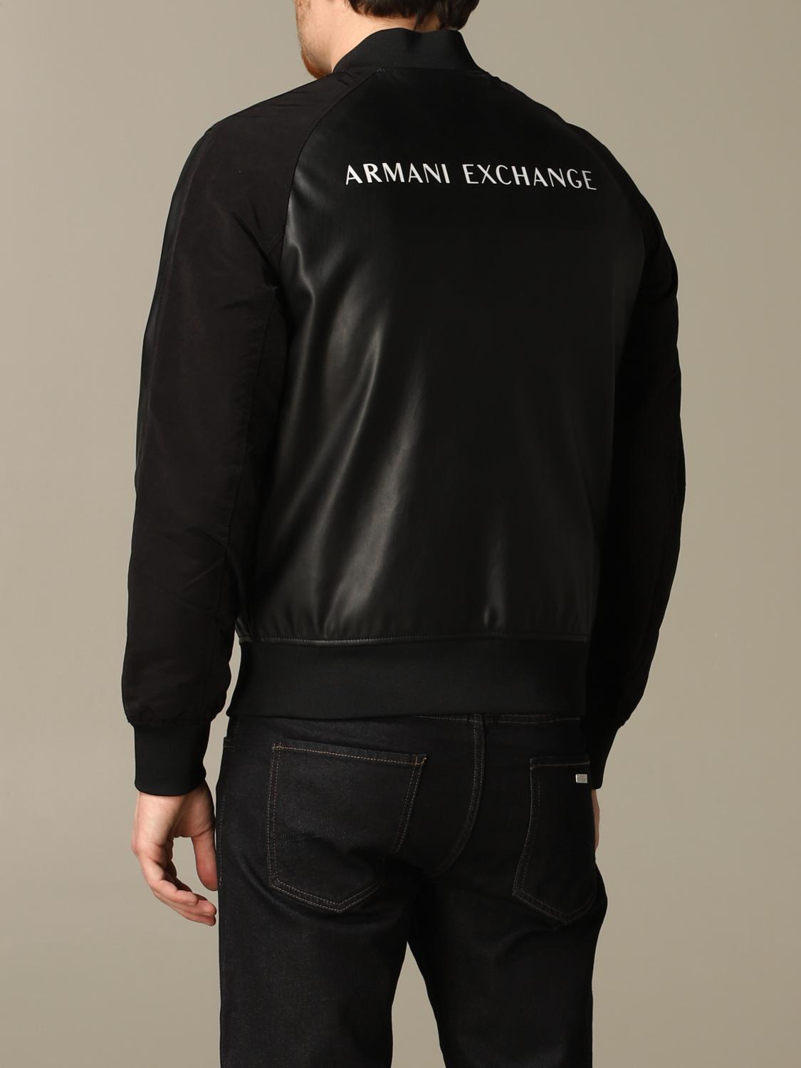 ARMANI EXCHANGE JACKET: Armani Exchange bomber in synthetic leather with logo, Black - Img 2