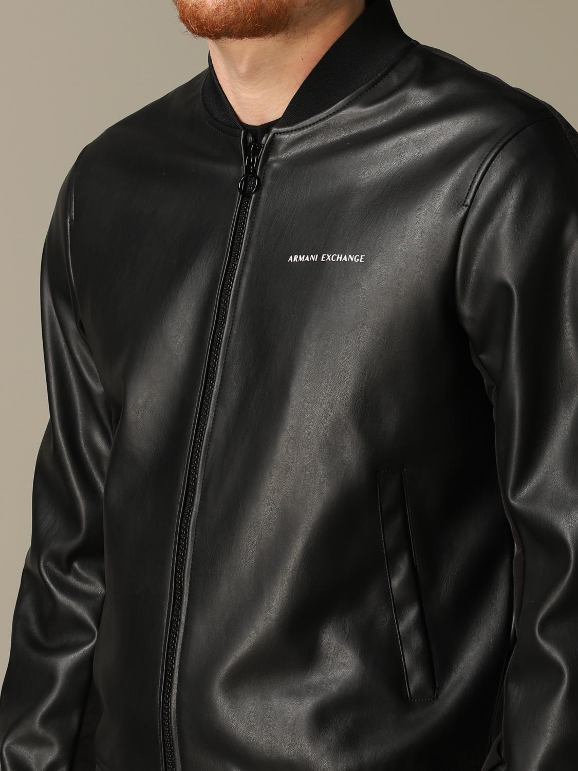 ARMANI EXCHANGE JACKET: Armani Exchange bomber in synthetic leather with logo, Black - Img 3