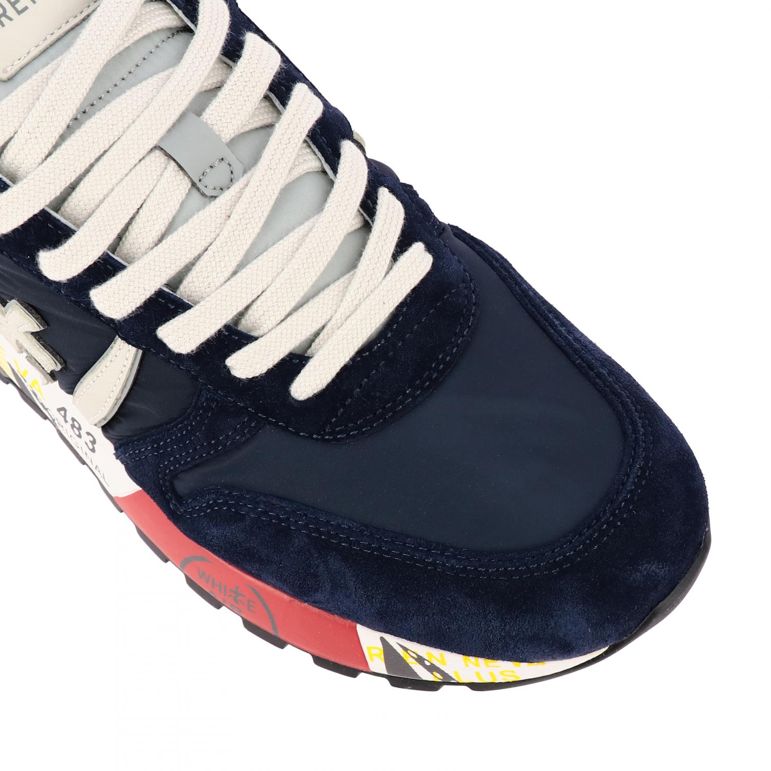 PREMIATA SNEAKERS: Lander Premiata sneakers in suede and nylon with logo, Blue - Img 4