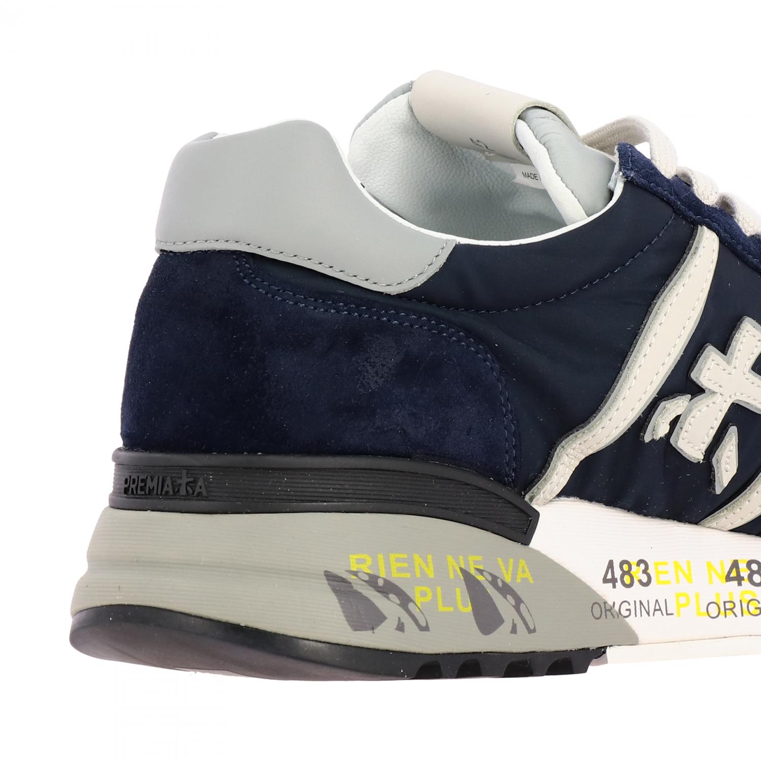 PREMIATA SNEAKERS: Lander Premiata sneakers in suede and nylon with logo, Blue - Img 5
