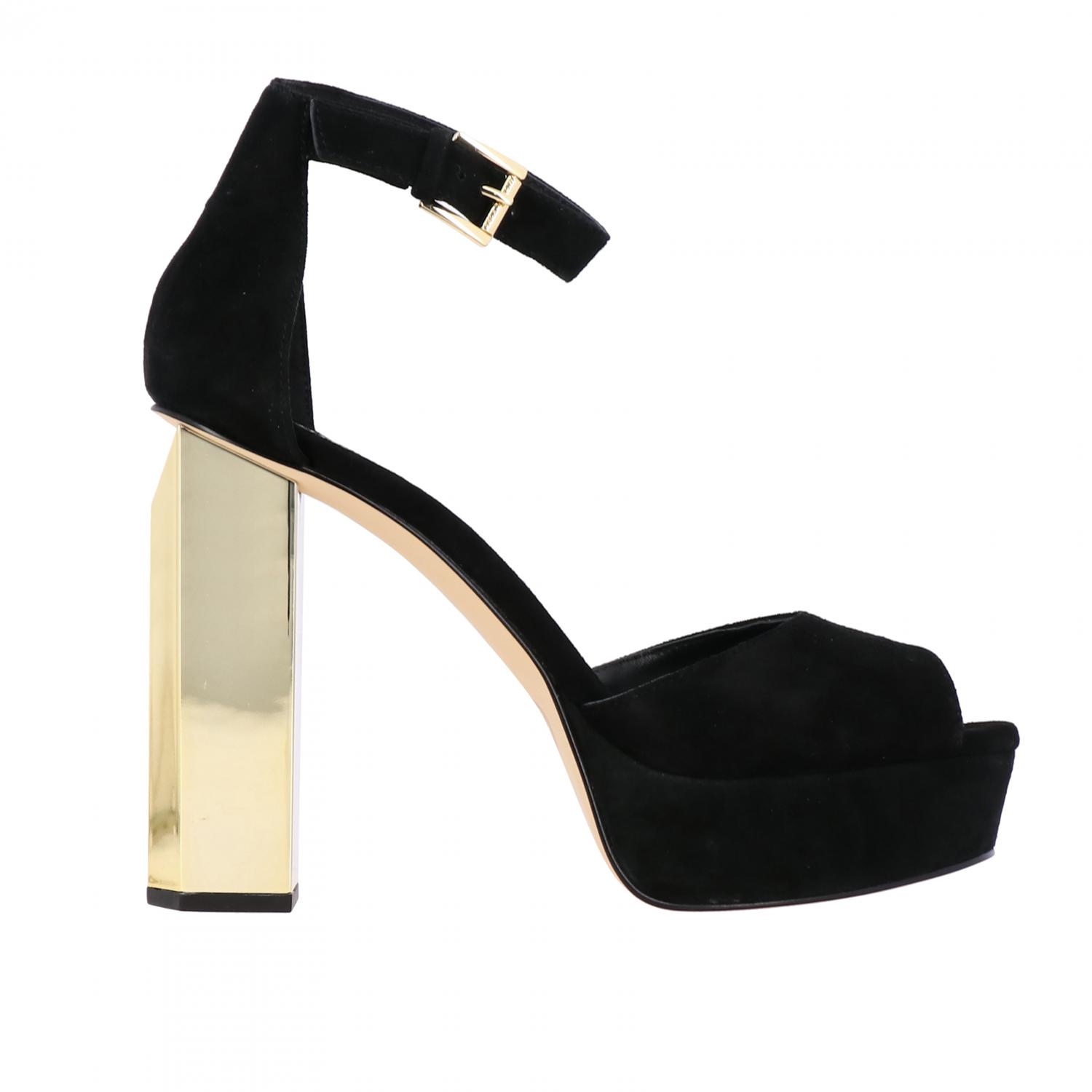 MICHAEL KORS: Petra suede sandal with platform Black Michael