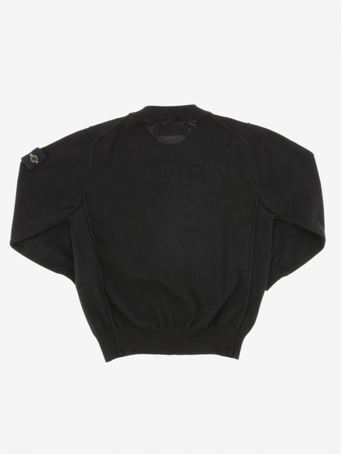 STONE ISLAND JUNIOR PULLOVER: Stone Island Junior Rundhalspullover aus Baumwolle mit Logo, Schwarz - Img 2
