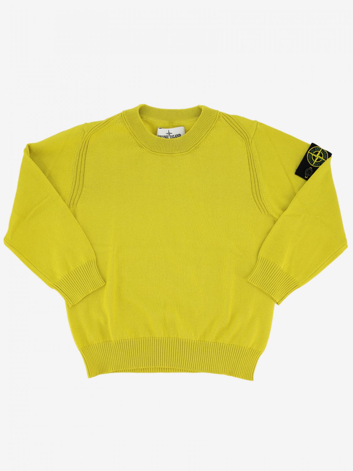 STONE ISLAND JUNIOR PULLOVER: Stone Island Junior Rundhalspullover aus Baumwolle mit Logo, Gelb - Img 1