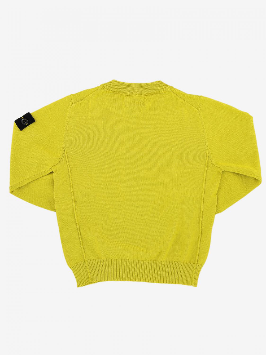 STONE ISLAND JUNIOR PULLOVER: Stone Island Junior Rundhalspullover aus Baumwolle mit Logo, Gelb - Img 2