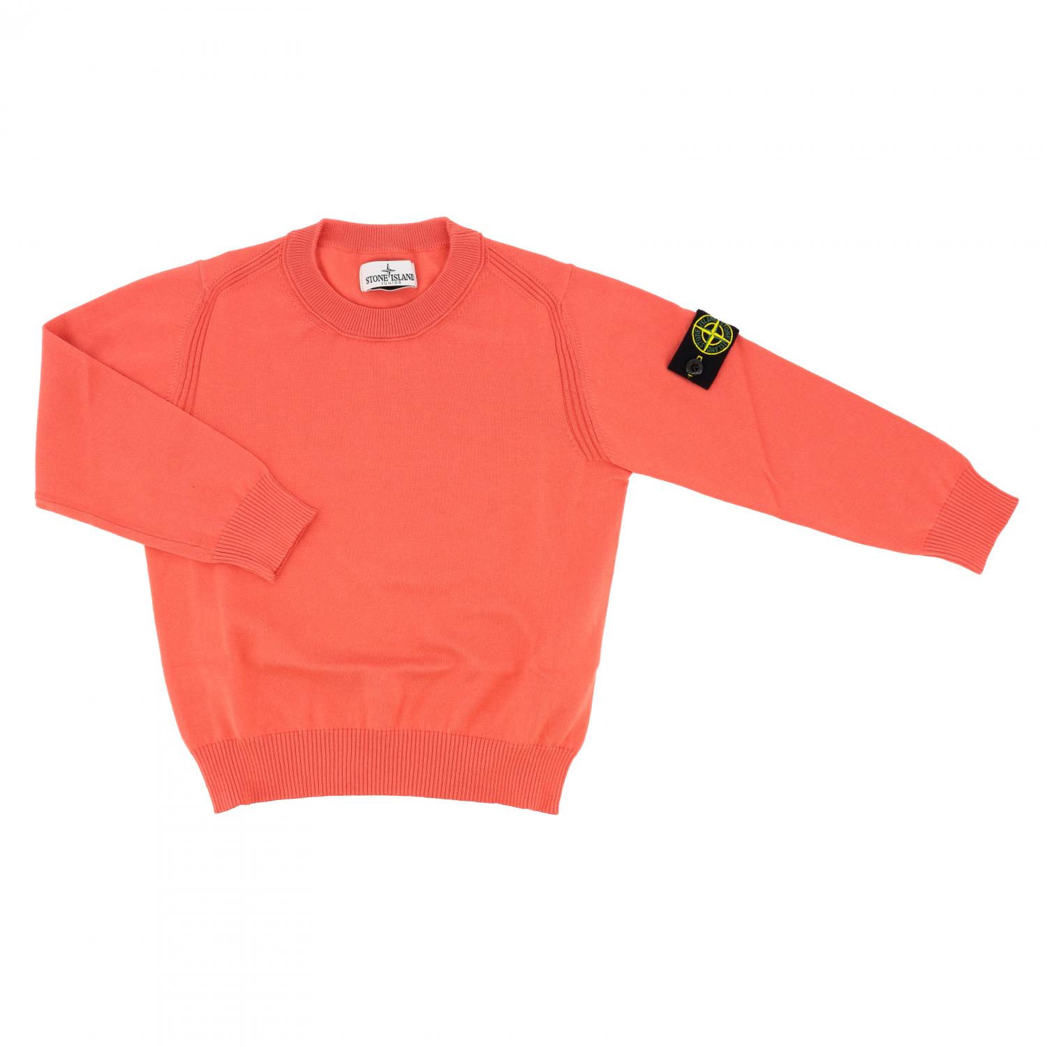 STONE ISLAND JUNIOR PULLOVER: Stone Island Junior Rundhalspullover aus Baumwolle mit Logo, Korall - Img 1