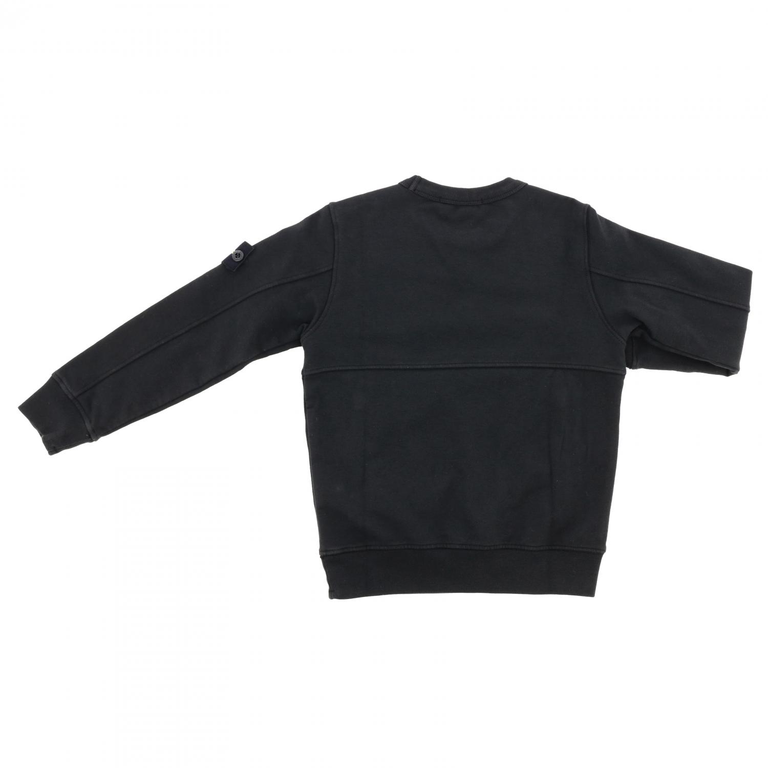 STONE ISLAND JUNIOR PULLOVER: Stone Island Junior Sweatshirt mit Rundhalsausschnitt aus Bi Stretch Baumwolle, Schwarz - Img 2
