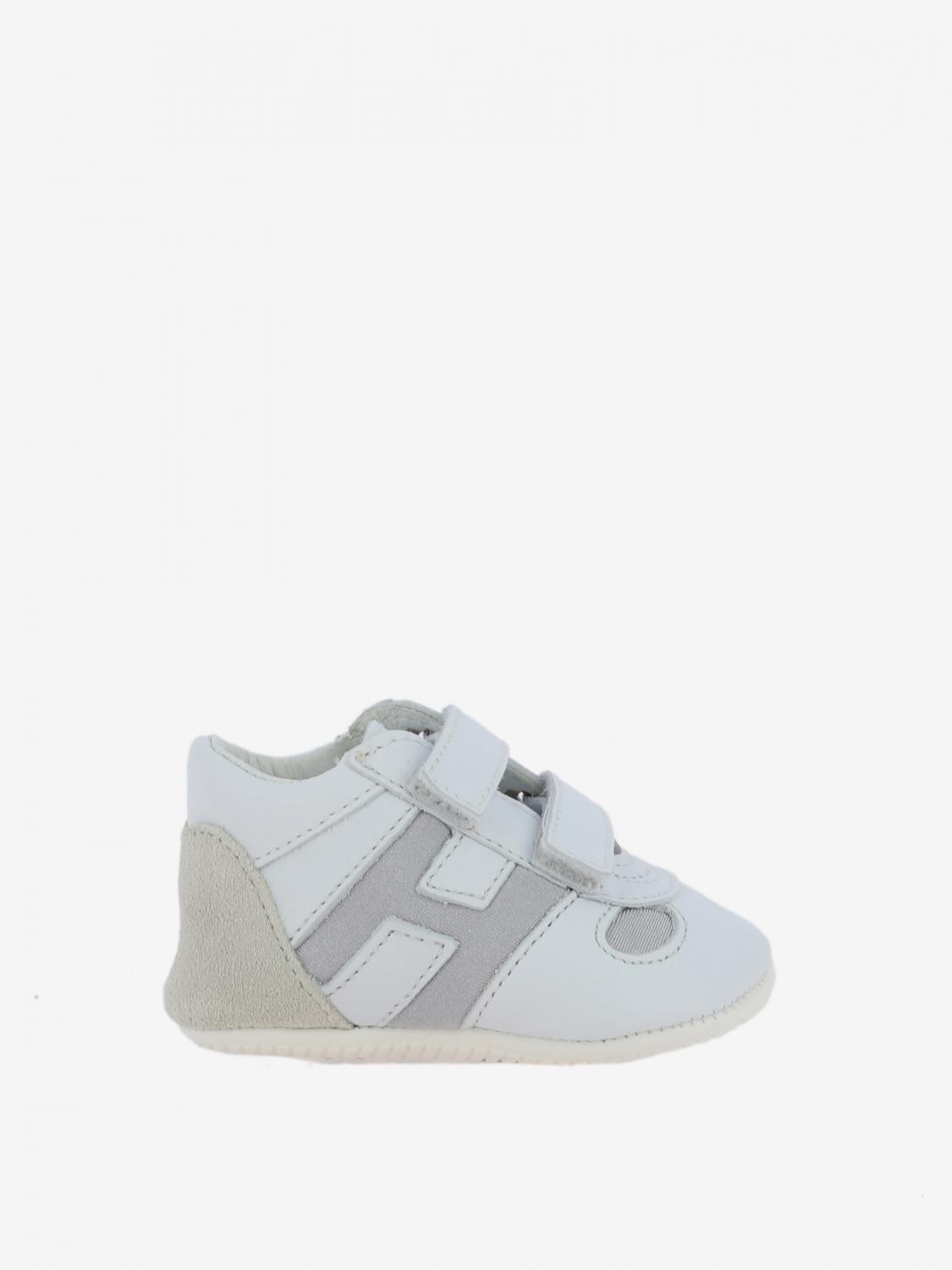 HOGAN: Sneakers Olympia in pelle con velcro Bianco Scarpe