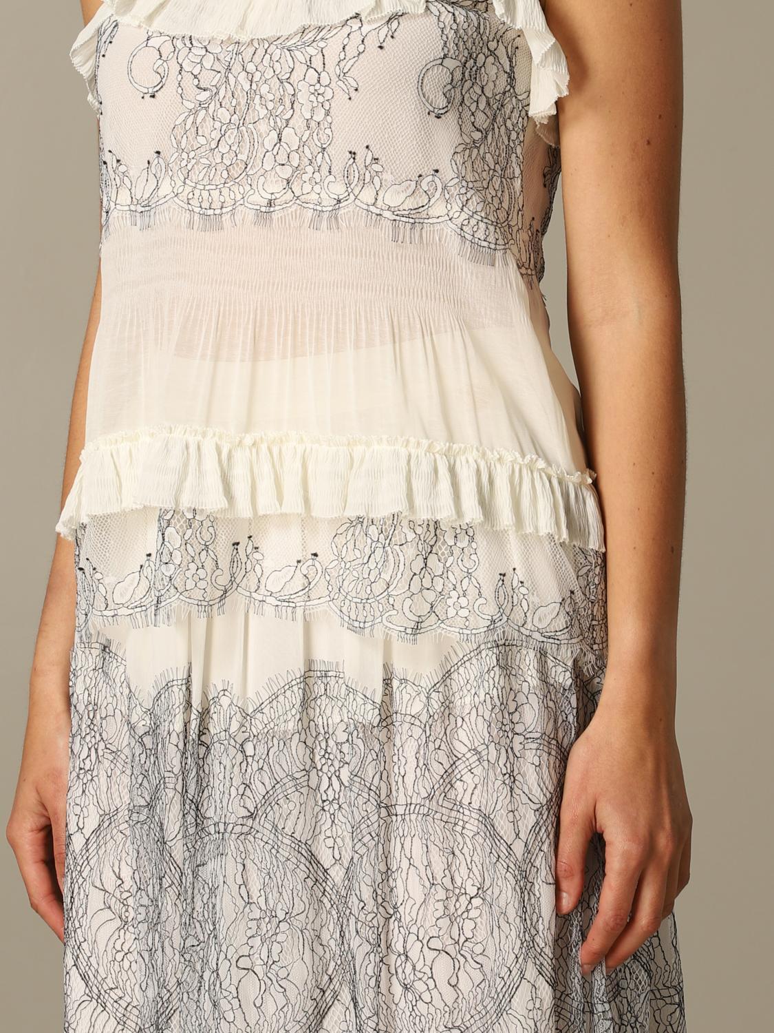 TWINSET TOP: Twin-set lace top with ruffles, Ivory - Img 3