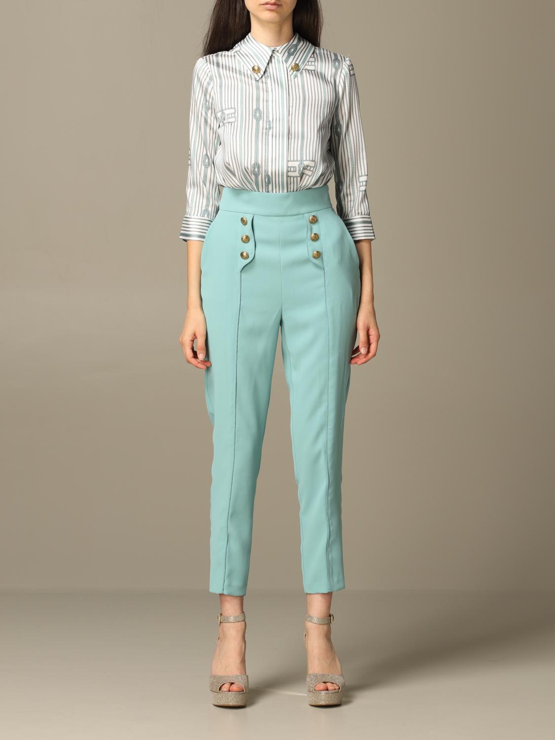 ELISABETTA FRANCHI: Tuta con stampa nodi e logo Azzurro Tuta