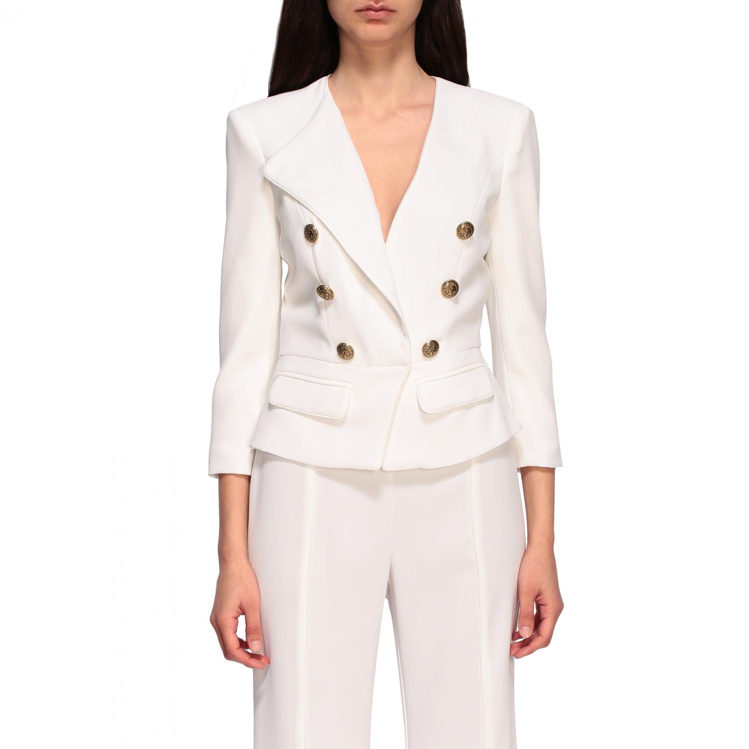 ELISABETTA FRANCHI CHAQUETA: Americana mujer Elisabetta Franchi, Marfil - Img 1