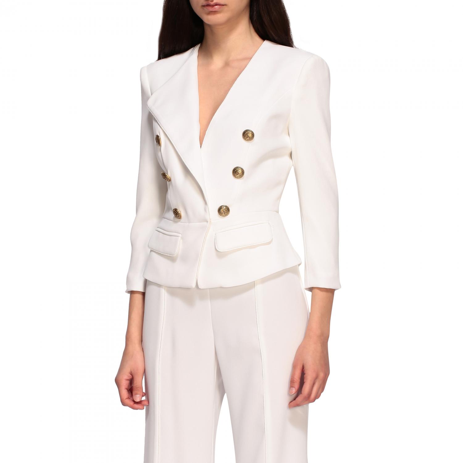 ELISABETTA FRANCHI CHAQUETA: Americana mujer Elisabetta Franchi, Marfil - Img 4