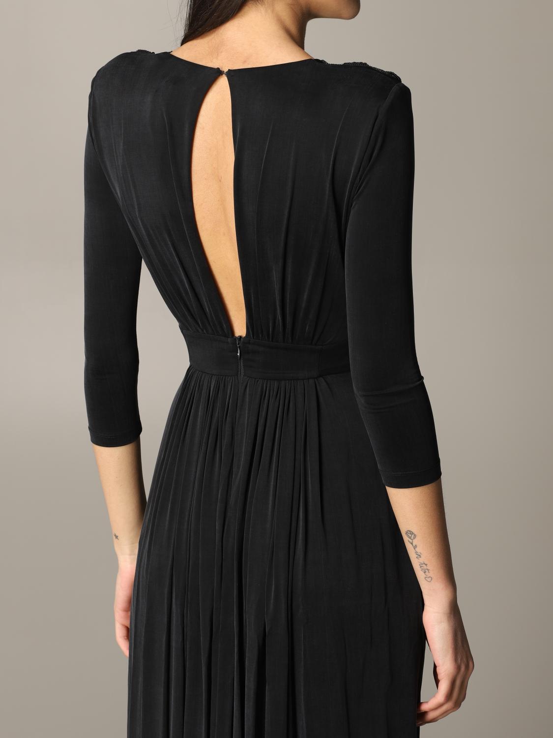 ELISABETTA FRANCHI KLEID: Elisabetta Franchi Jerseykleid mit Perlen, Schwarz - Img 4
