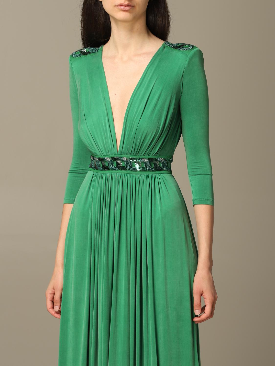 ELISABETTA FRANCHI KLEID: Elisabetta Franchi Jerseykleid mit Perlen, Mint - Img 3