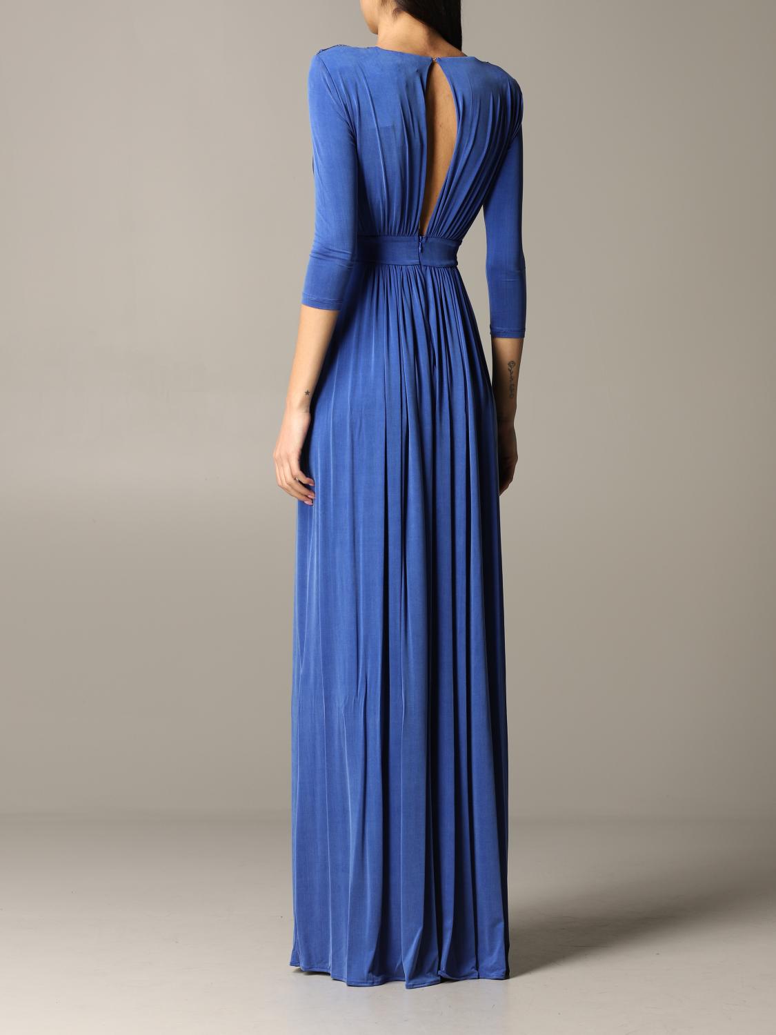 ELISABETTA FRANCHI KLEID: Elisabetta Franchi Jerseykleid mit Perlen, Cobalt - Img 2