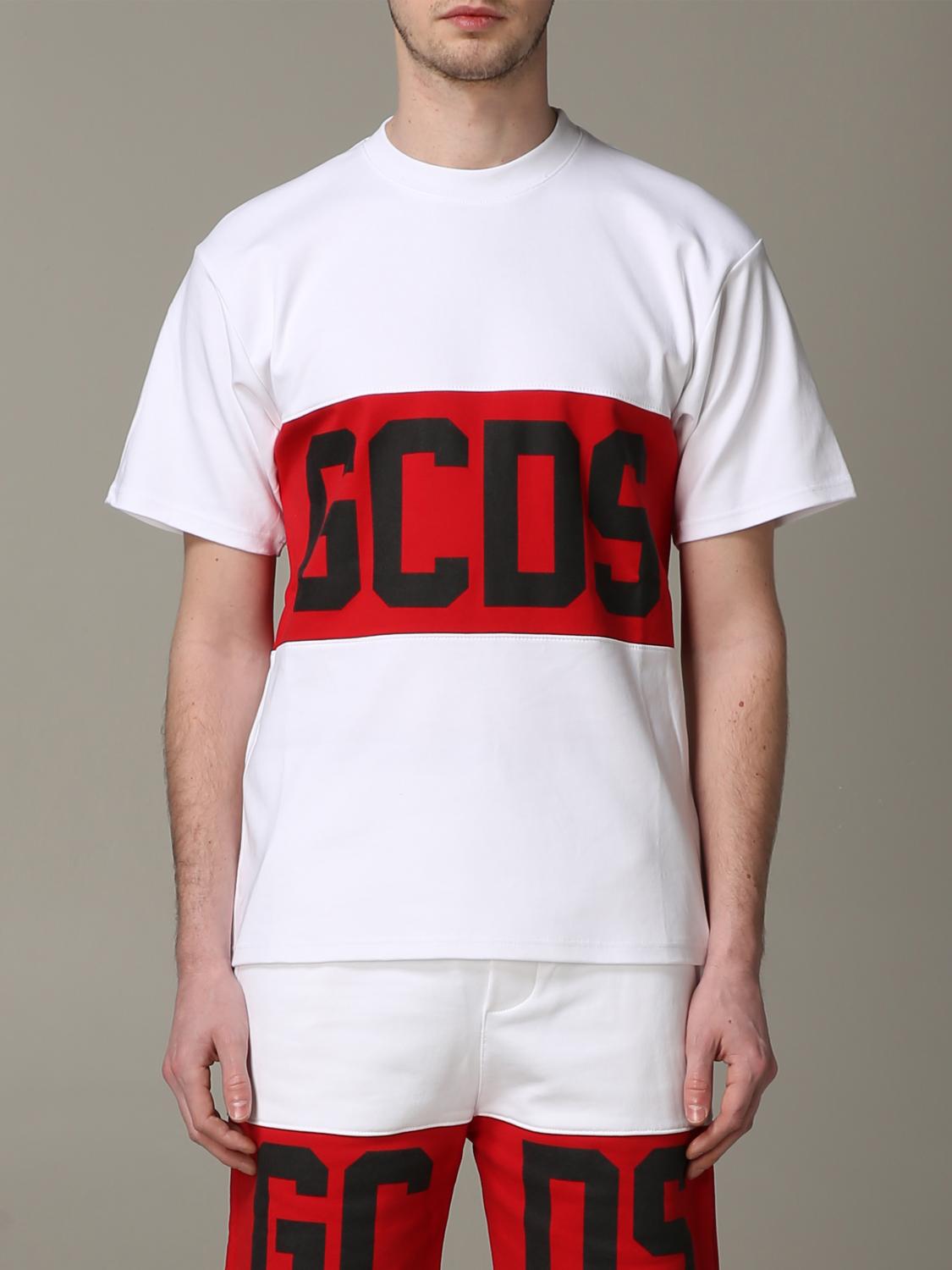 GCDS T-SHIRT: GCDS crew neck t-shirt with logo print, White - Img 1